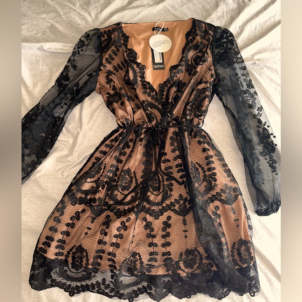 Black Lace Boohoo cocktail dress